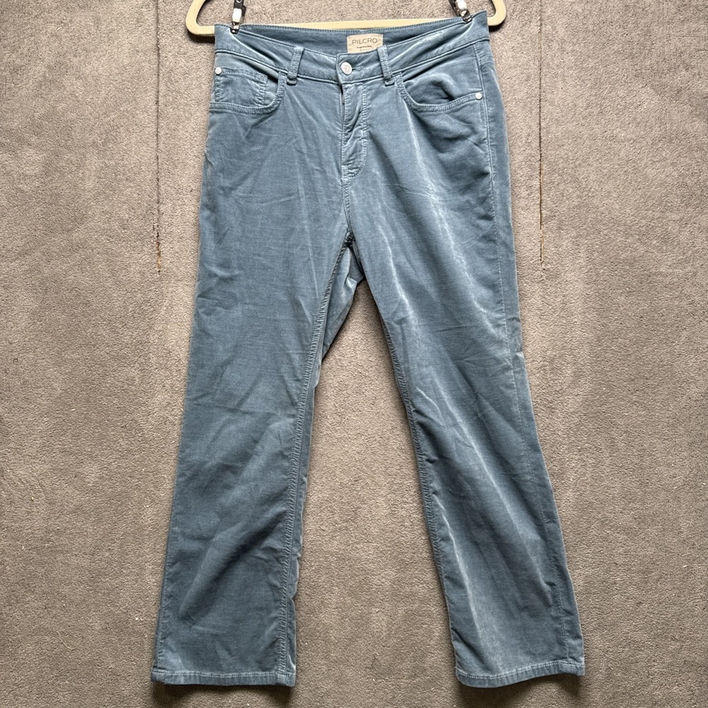 Anthropologie Slate Blue Cropped Straight-Leg Pants